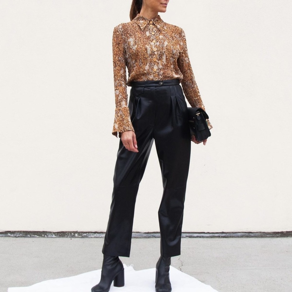 Nanushka Mitsu Vegan Leather Trousers Black Medium